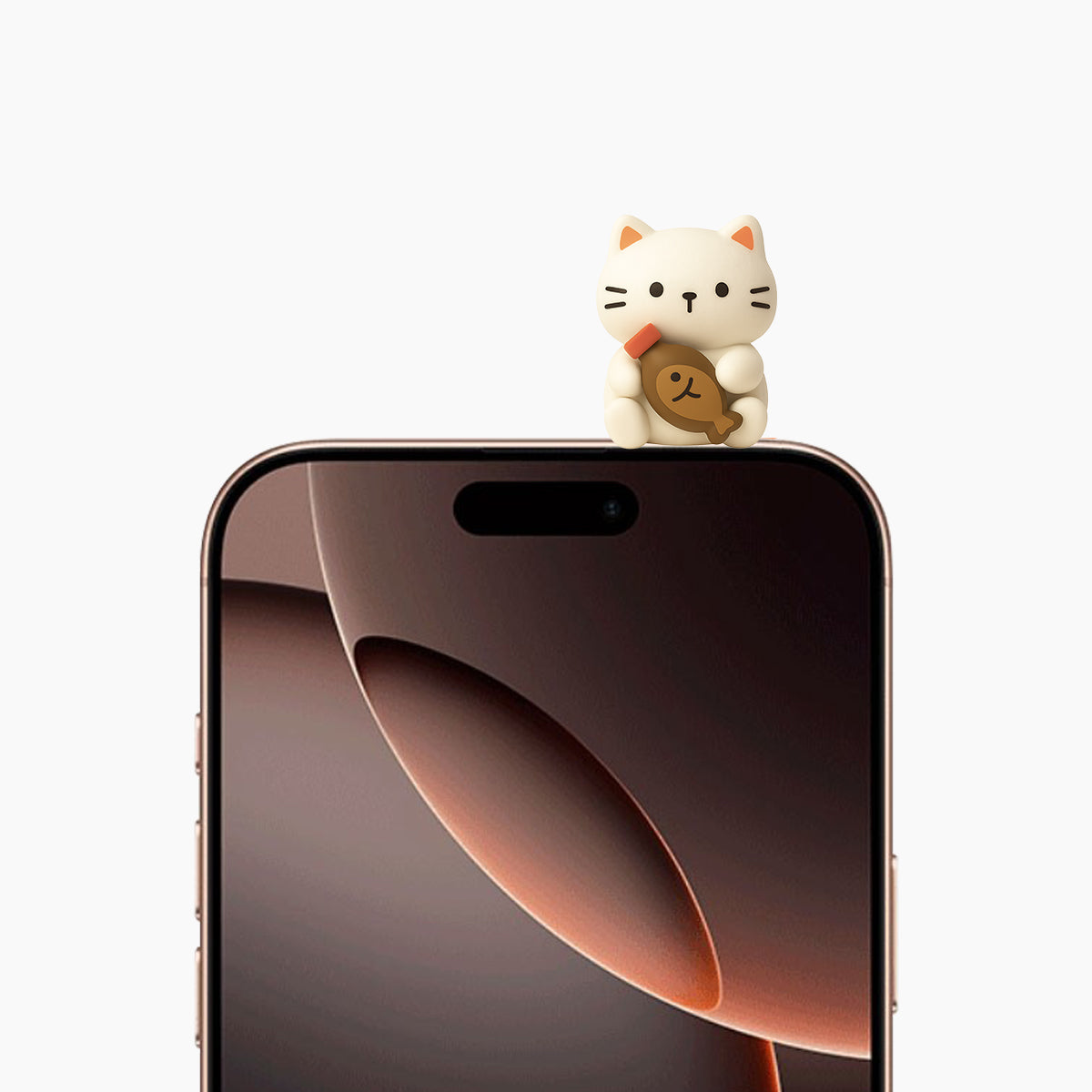 Peek-A-Pals Sushi Party collectible phone peeker featuring a cute cat holding grilled fish for smartphones, monitors, and desk decor