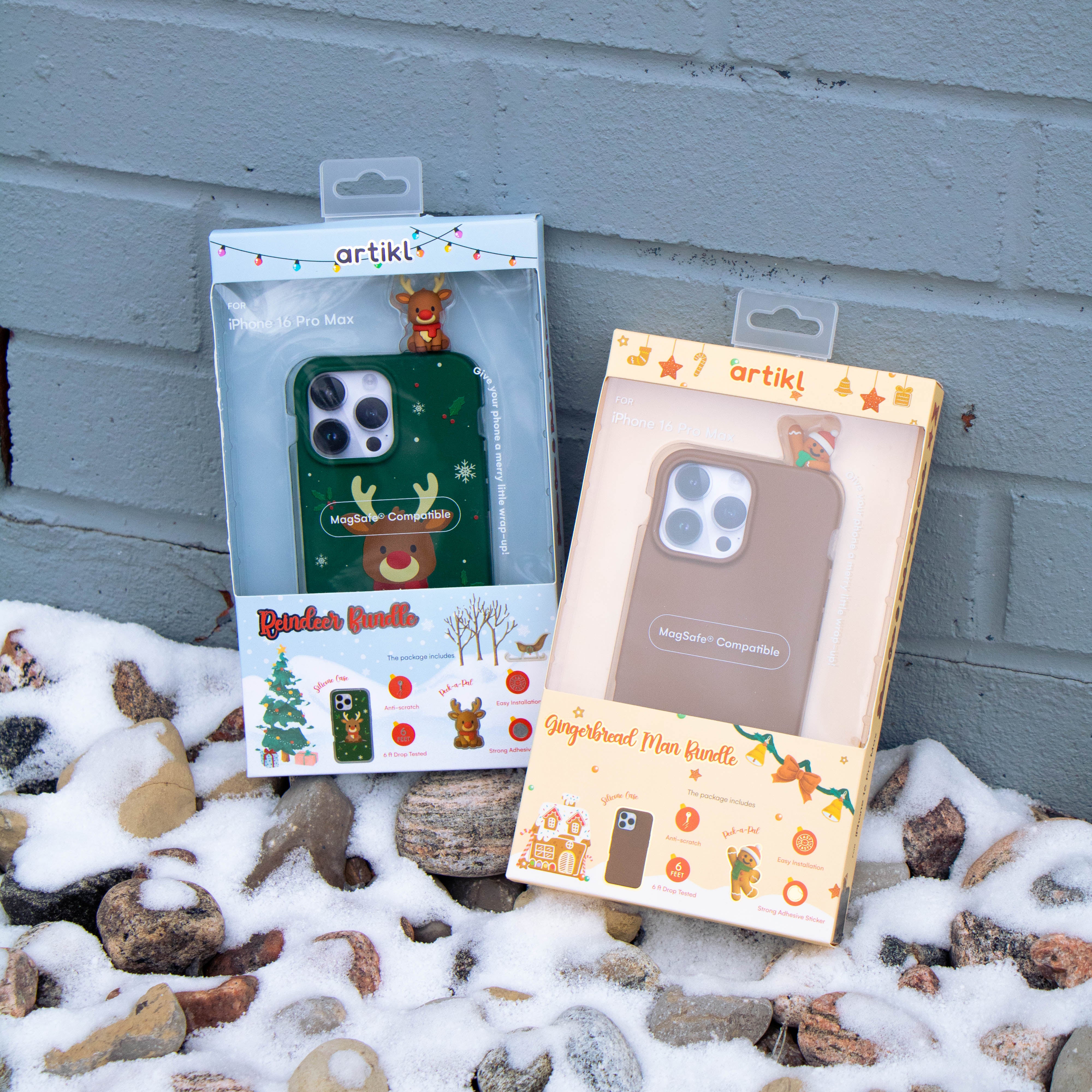 Peek-a-Pal with Silicone MagSafe Phone Case Bundle for iPhone 16 Pro Max - Reindeer