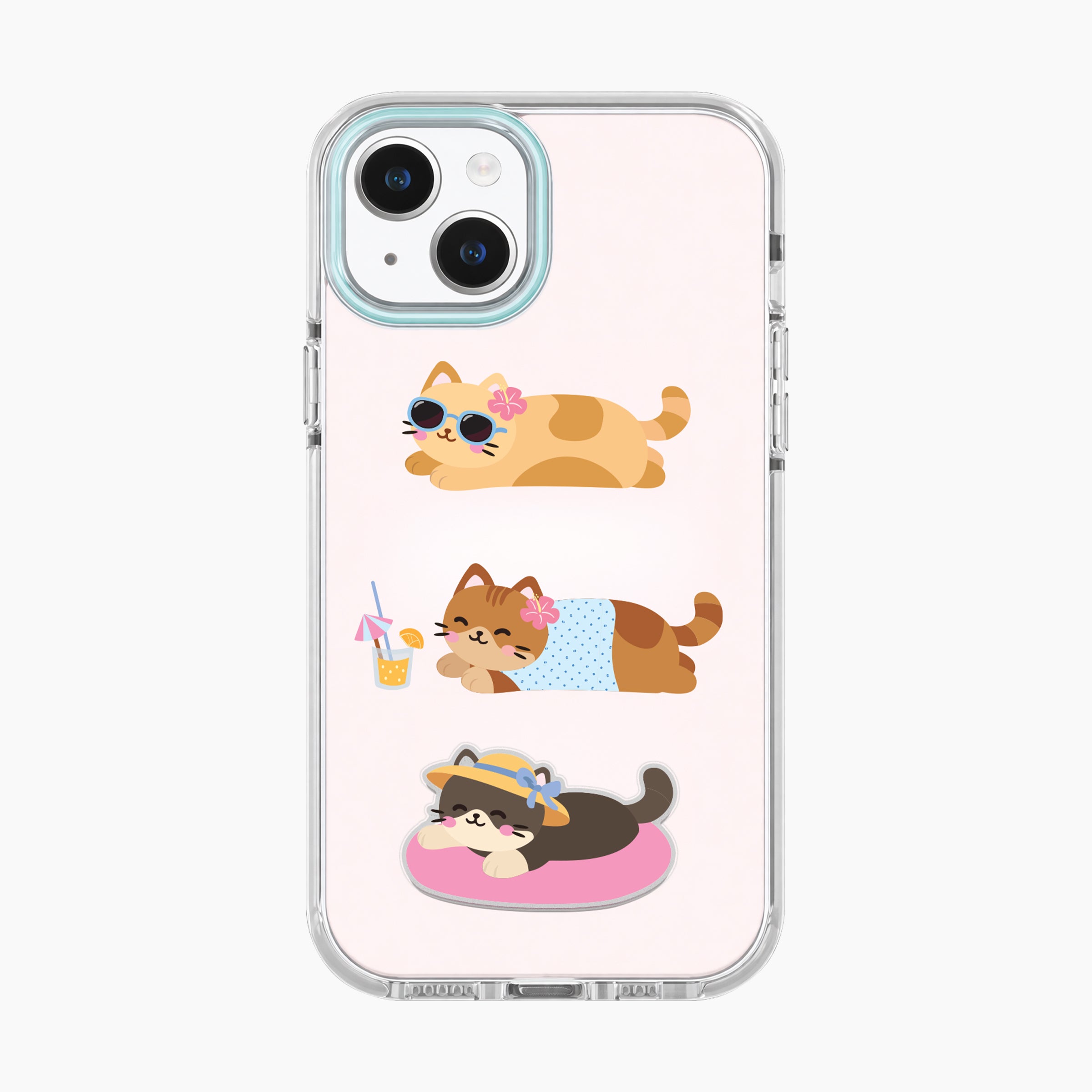 Summer Cat Kickstand Phone Case for iPhone 15/14/13
