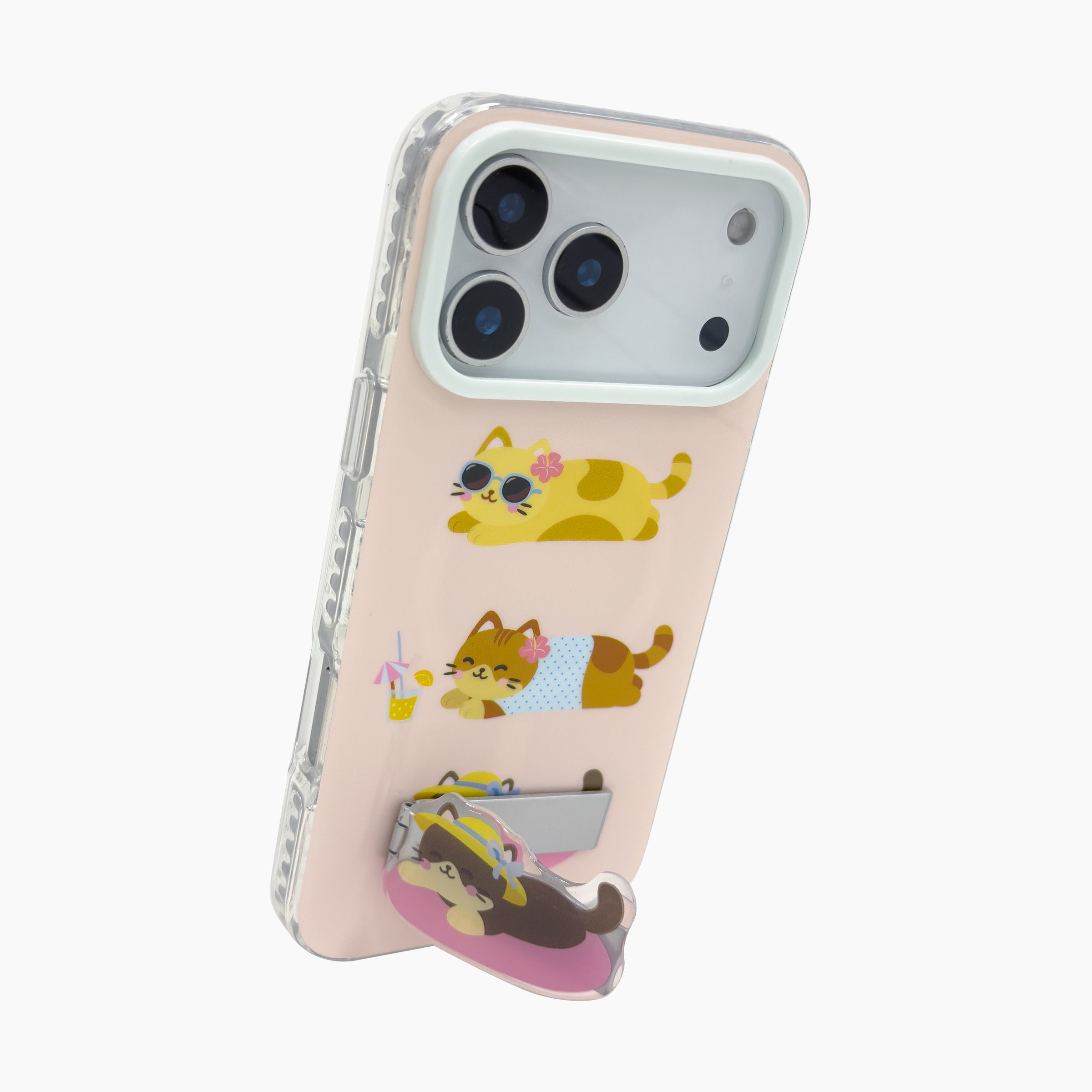 Summer Cat Kickstand Phone Case for iPhone 17 Pro Max