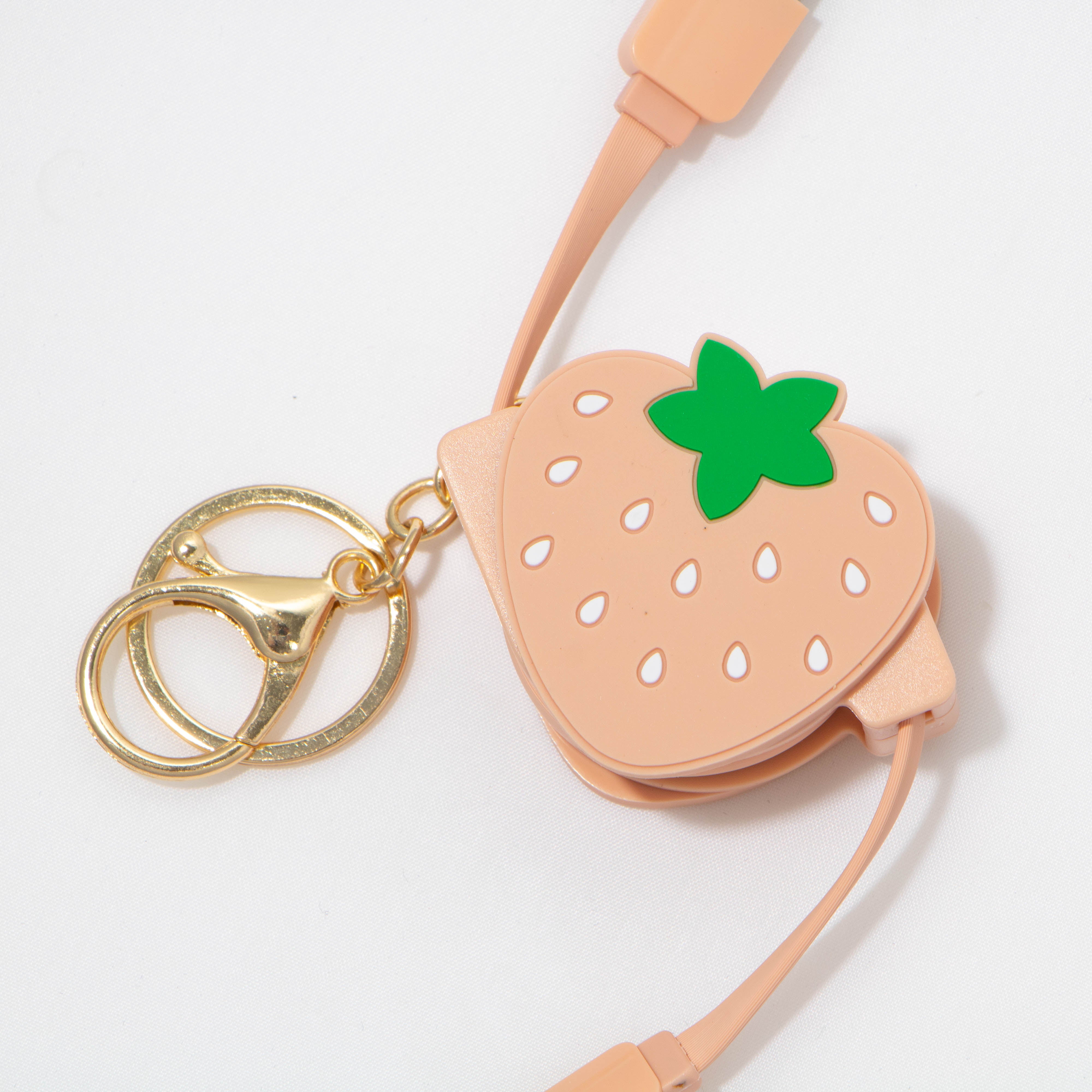 Retractable USB-A to USB-C Charging Cable - Strawberry Cable