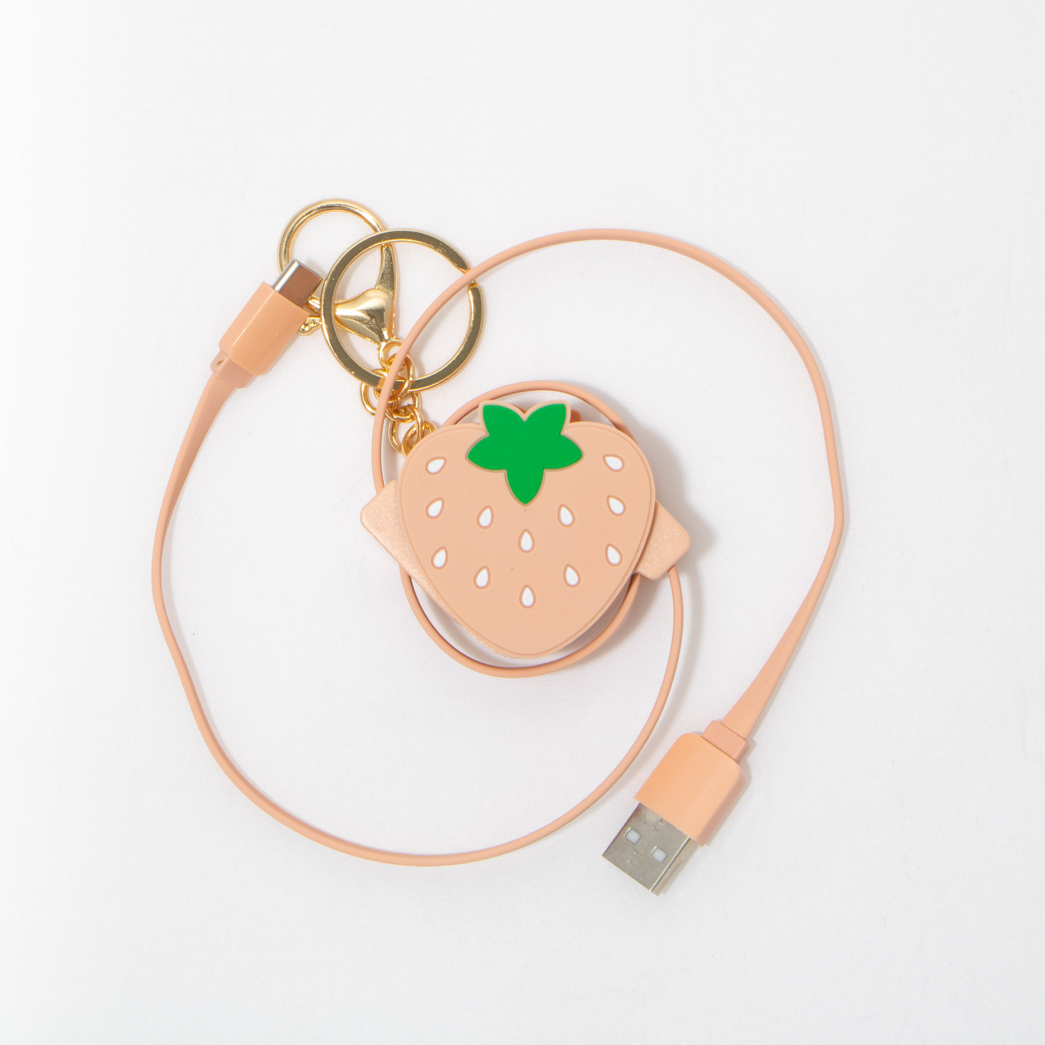 Retractable USB-A to USB-C Charging Cable - Strawberry Cable