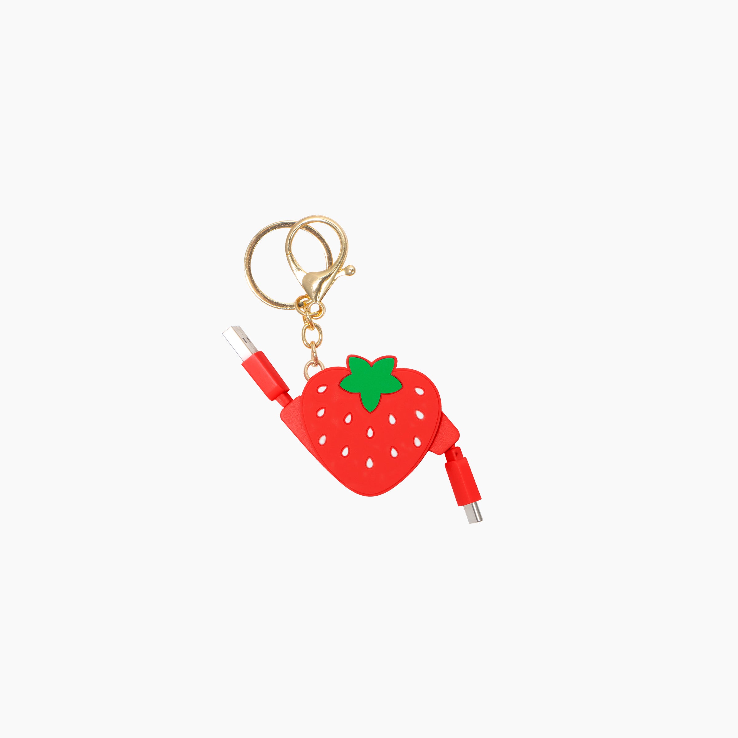 Retractable USB-A to USB-C Charging Cable - Strawberry