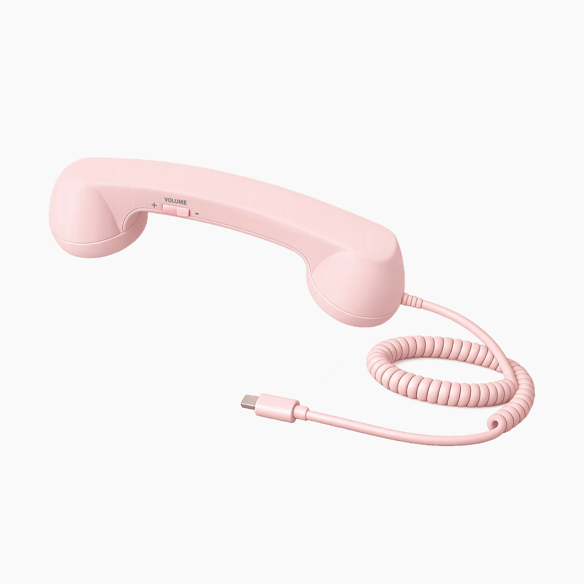 Artikl USB-C Retro Phone Handset with Coil Cord – Rubberized Finish in Pink, featuring a soft-touch matte surface and stretchy coiled cord