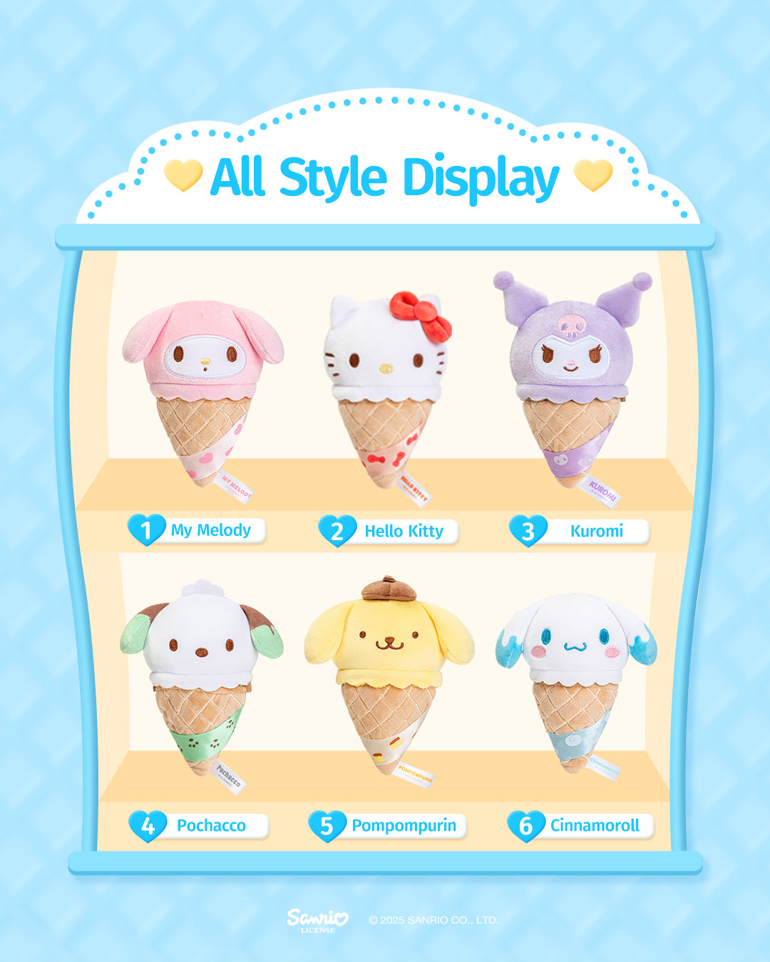 Sanrio Characters Ice Cream Cone Series Plush Toy Charm Blind Box