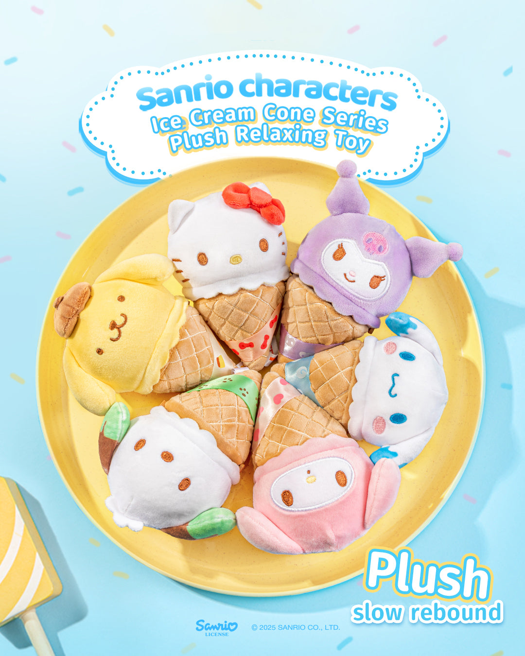 Sanrio Characters Ice Cream Cone Series Plush Toy Charm Blind Box