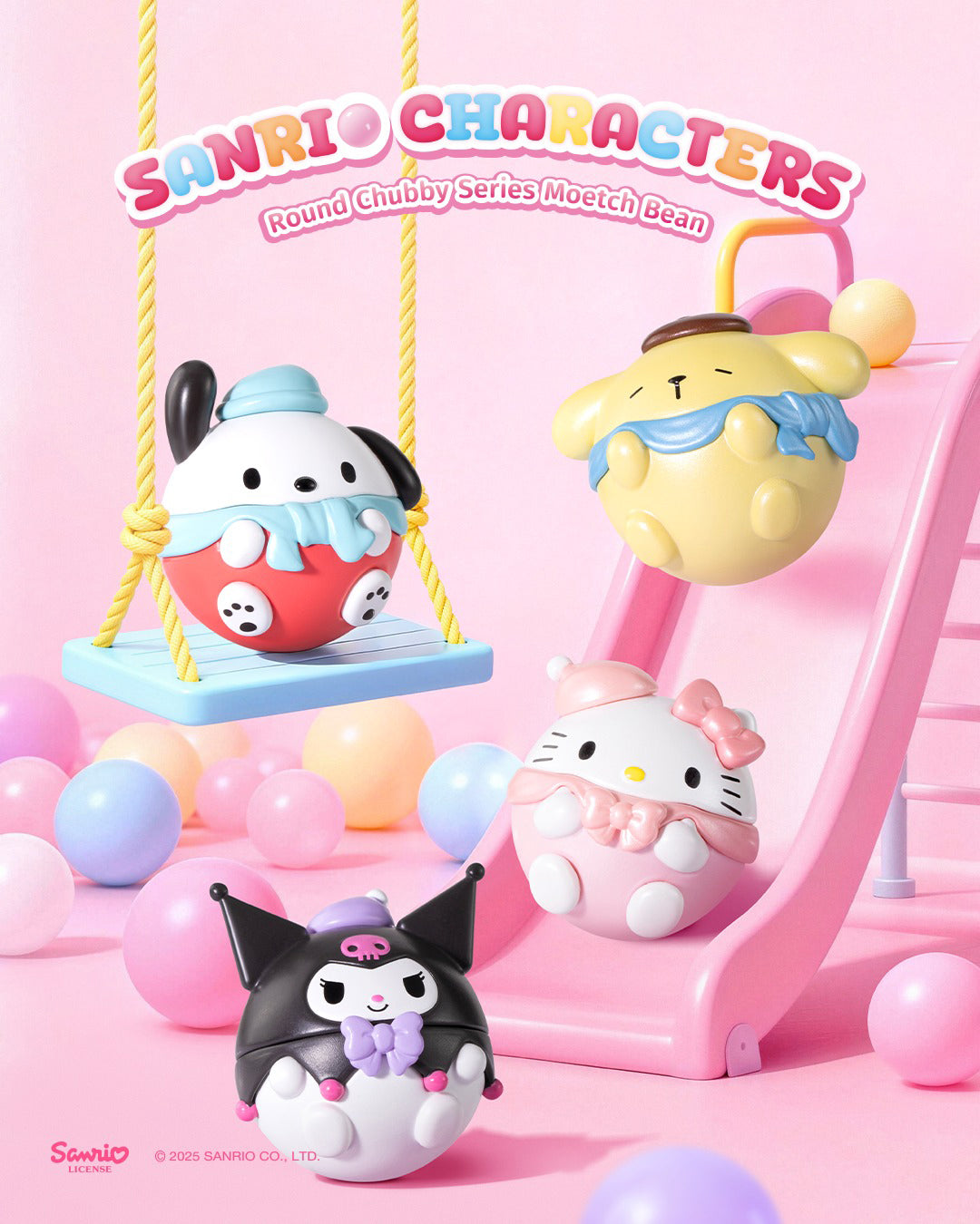 Sanrio Round Chubby Bean collectible characters displayed together