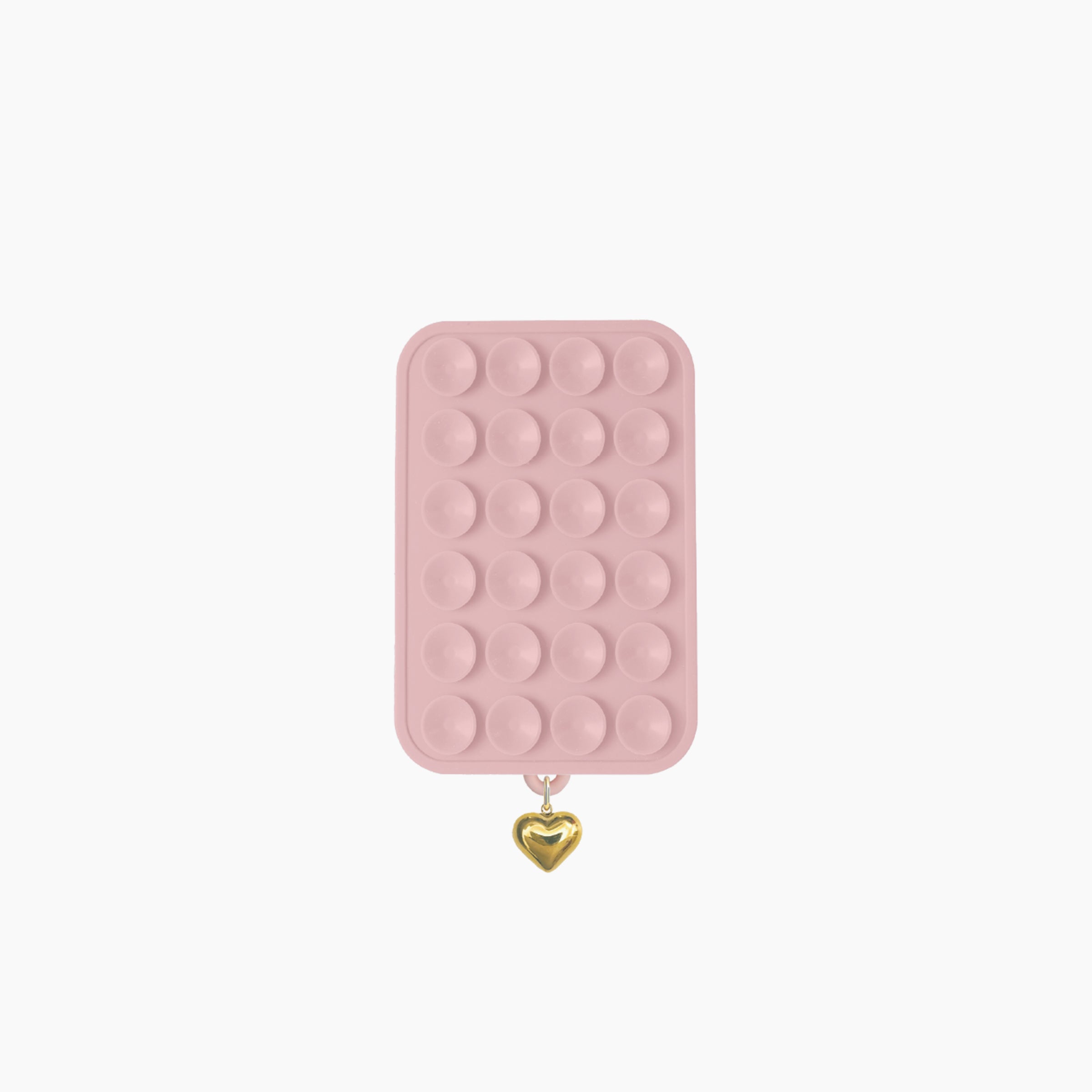 Artikl Snug Magnetic Phone Grip with Gold Heart Charm in Blush Pink, front view showing textured silicone grip pad