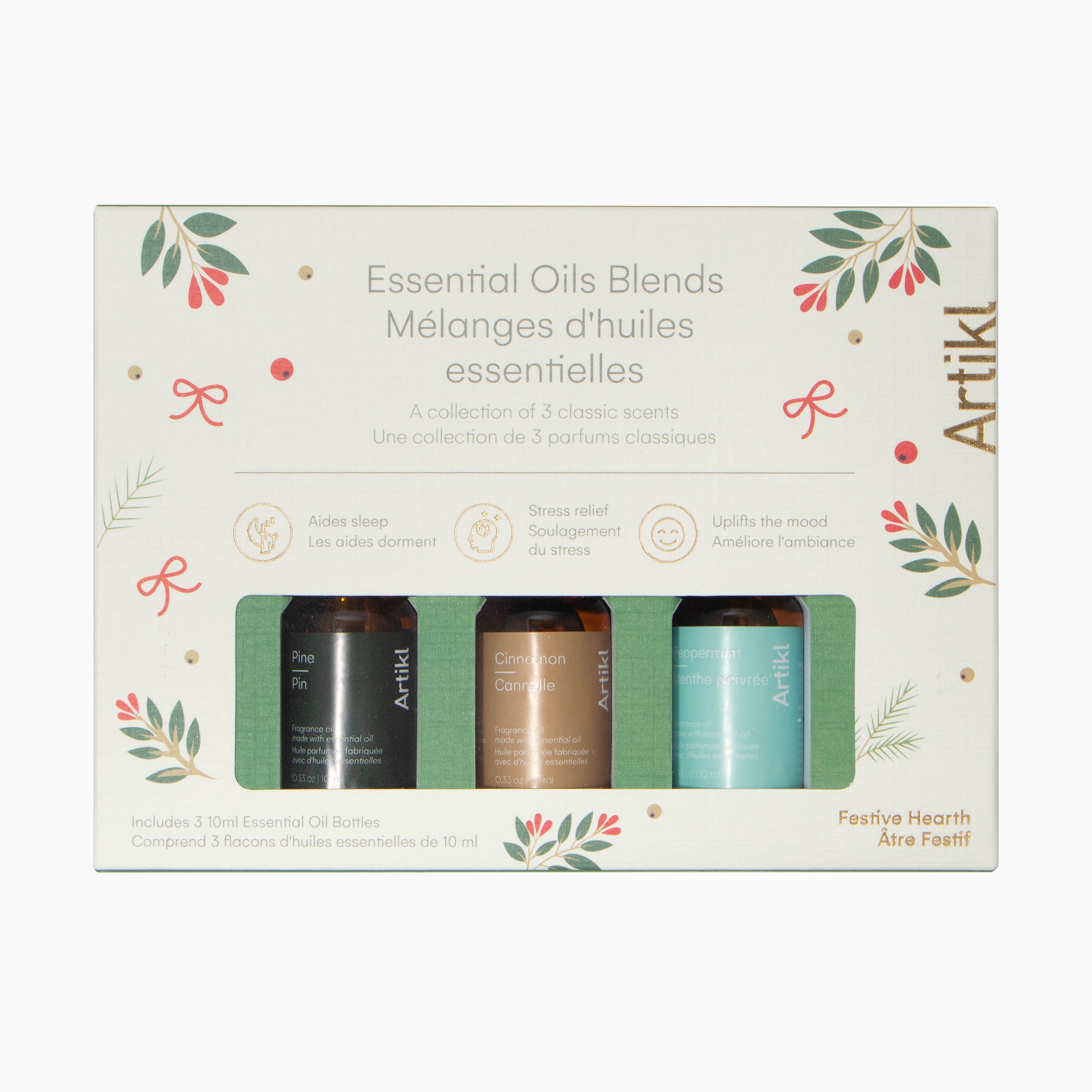 Three Pack Essential Oil for Christmas - Pine, Cinnamon, Peppermint