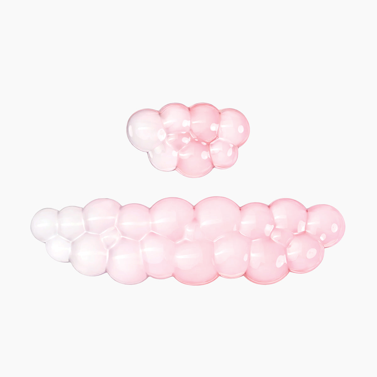 Transparent Cloud Gradient Gel Keyboard & Mouse Wrist Rest Set - Pink & Clear