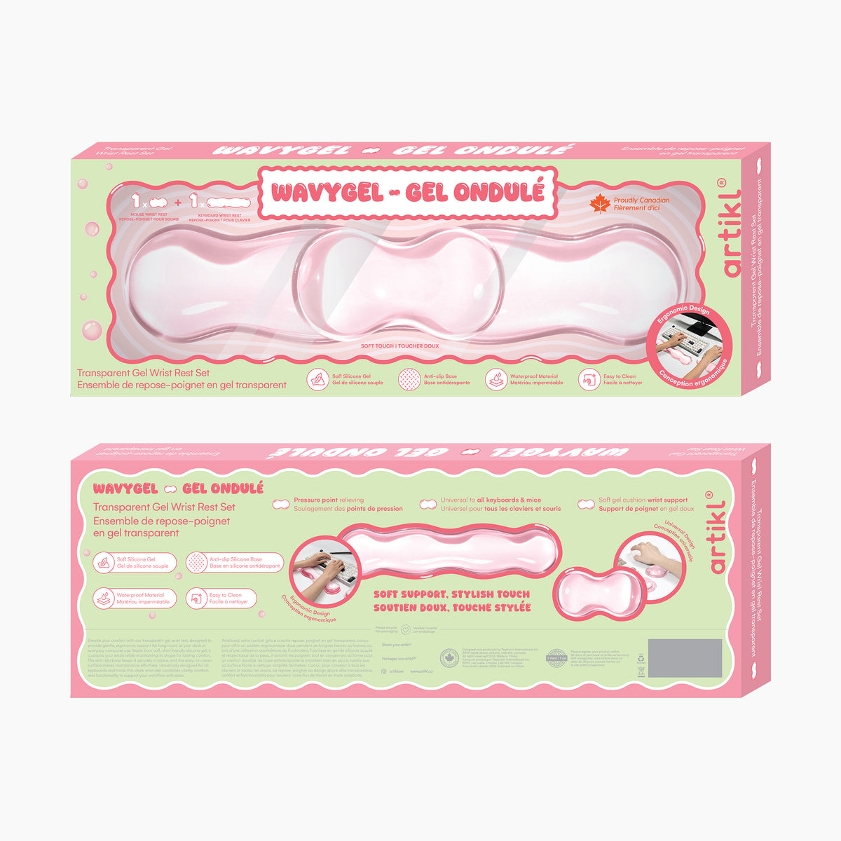 Transparent Wavy Gel Keyboard & Mouse Wrist Rest Set