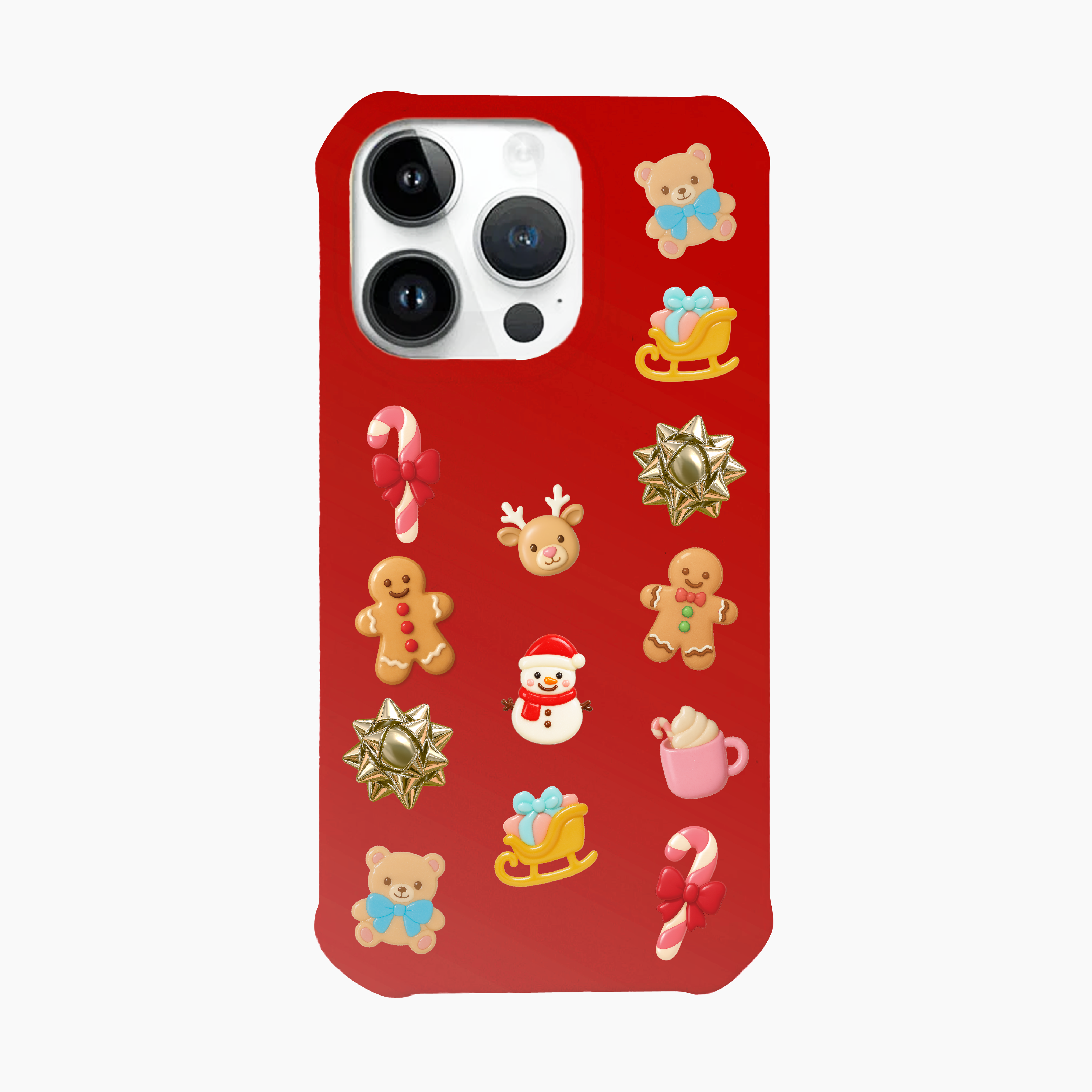 Christmas Popcharms Phone Case with 15 charms for iPhone 16 Pro Max - Holiday Red