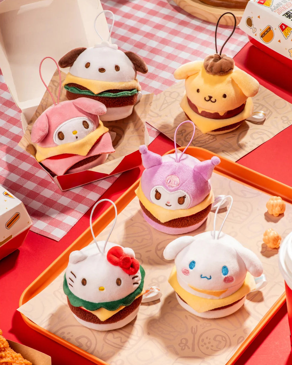 Sanrio Characters Burger Series Plush Toy Charm Blind Box