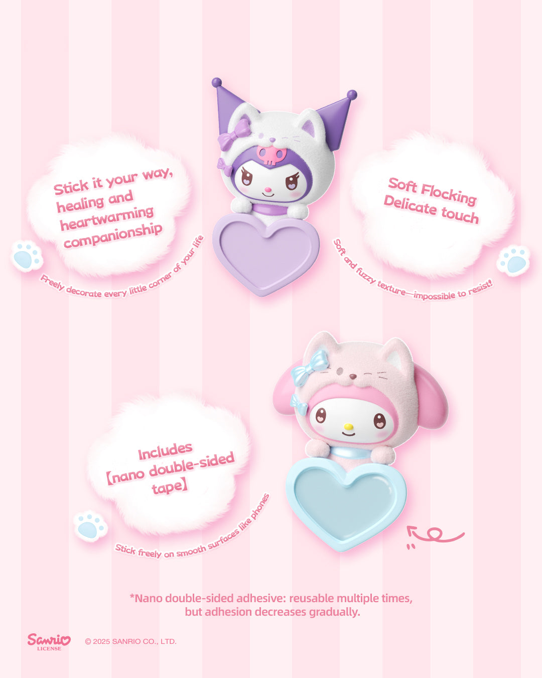 Sanrio Guardian Meow Squad Peek-A-Pals displayed on desk accessories