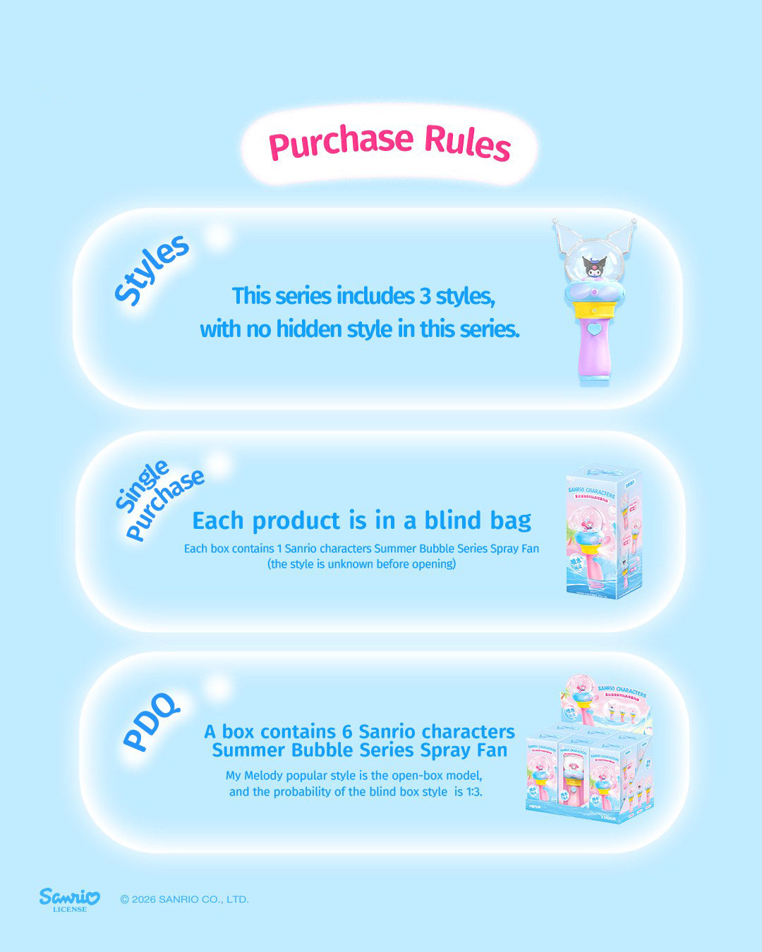 Sanrio Characters Summer Bubble Series Spray Fan Blind Box