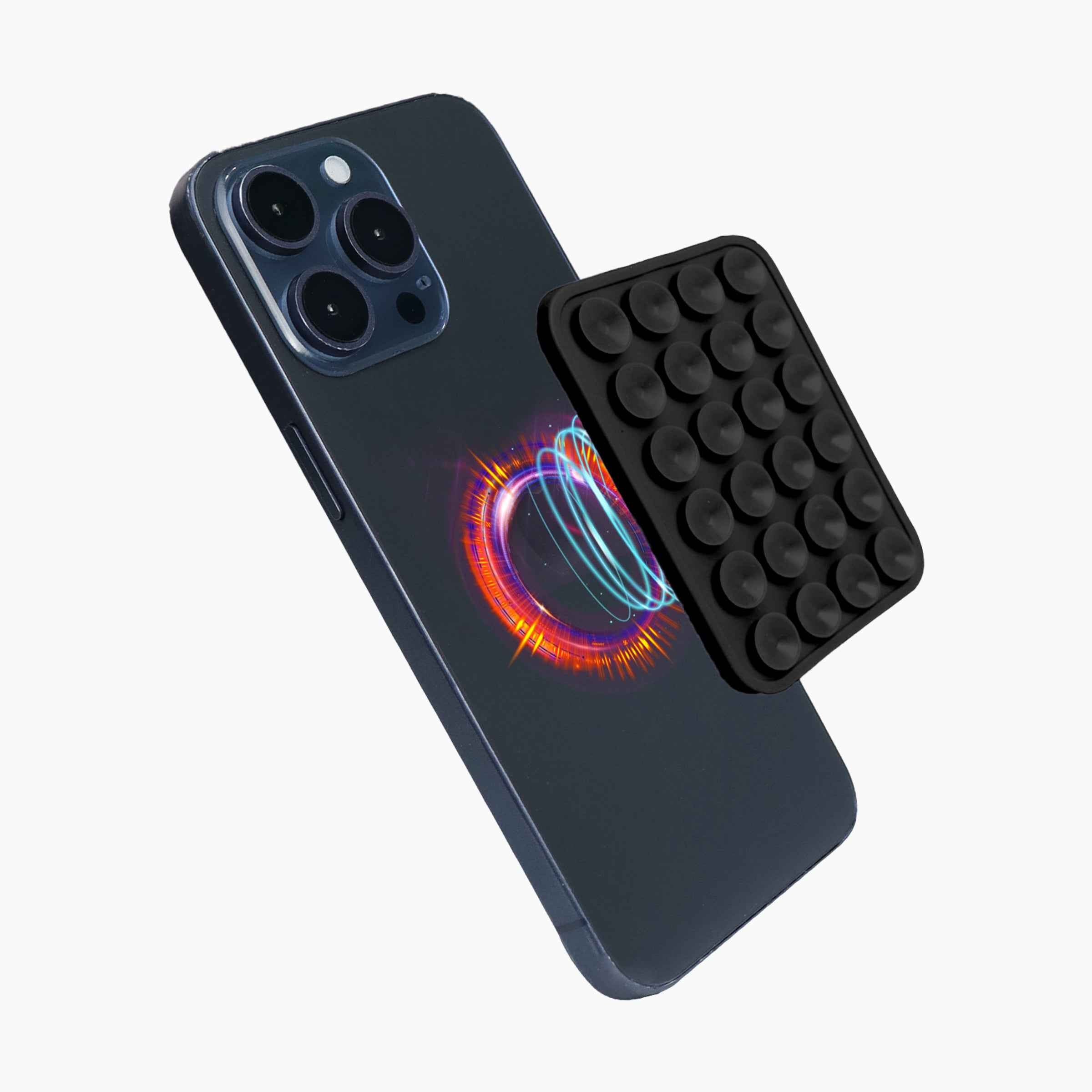 Black Snug magnetic suction phone mount with reusable suction cups and MagSafe compatible attachment, designed for hands-free phone mounting on mirrors, windows, desks, and smooth surfaces