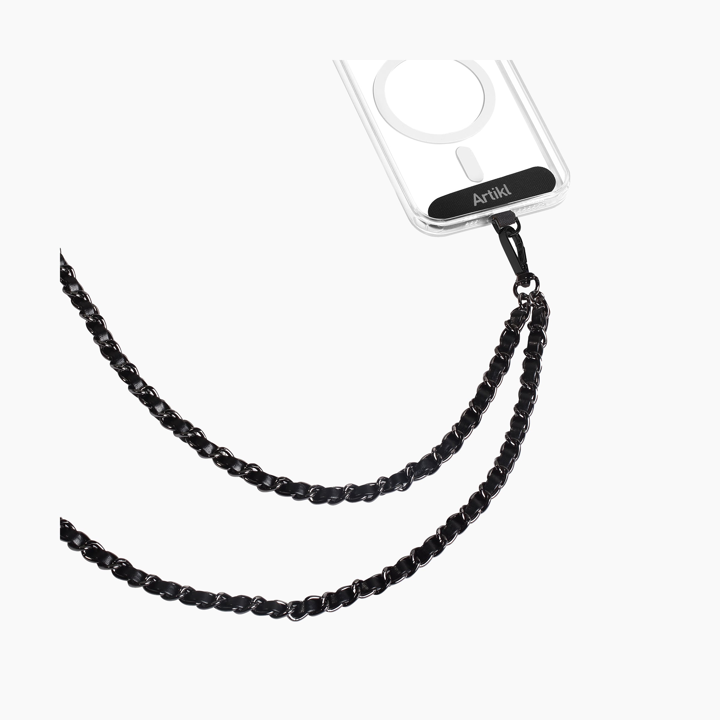 Universal Vegan Leather & Metal Chain Phone Strap Crossbody Strap