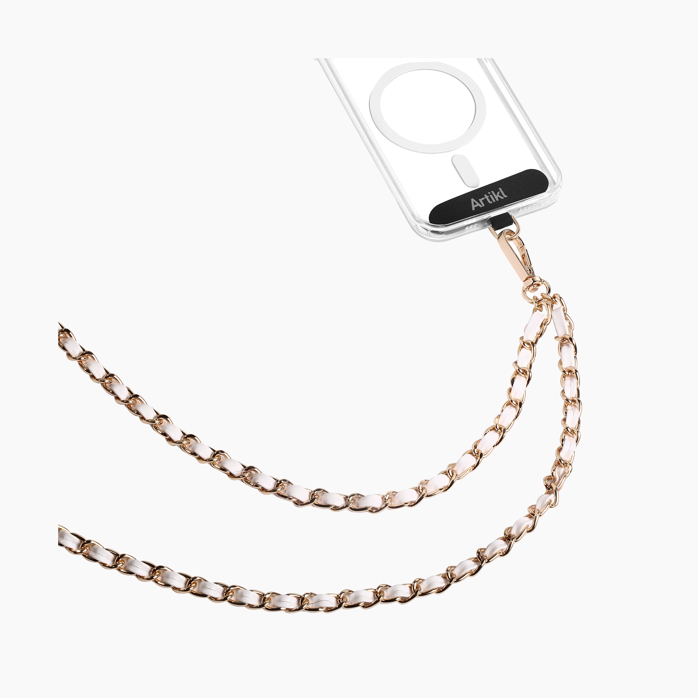 Universal Vegan Leather & Metal Chain Phone Strap Crossbody Strap