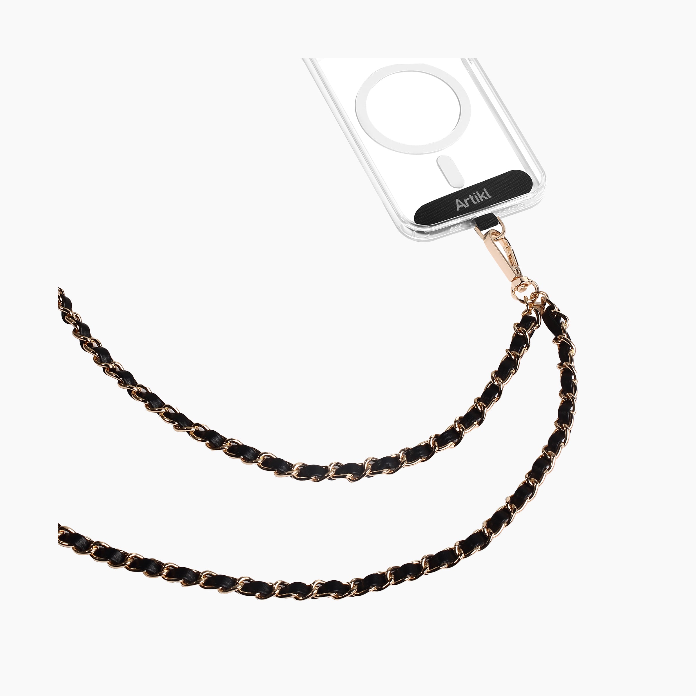 Universal Vegan Leather & Metal Chain Phone Strap Crossbody Strap